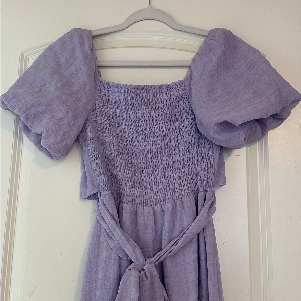 Astr Lilac Puff Sleeve Midi Dress - Picture 7 of 8